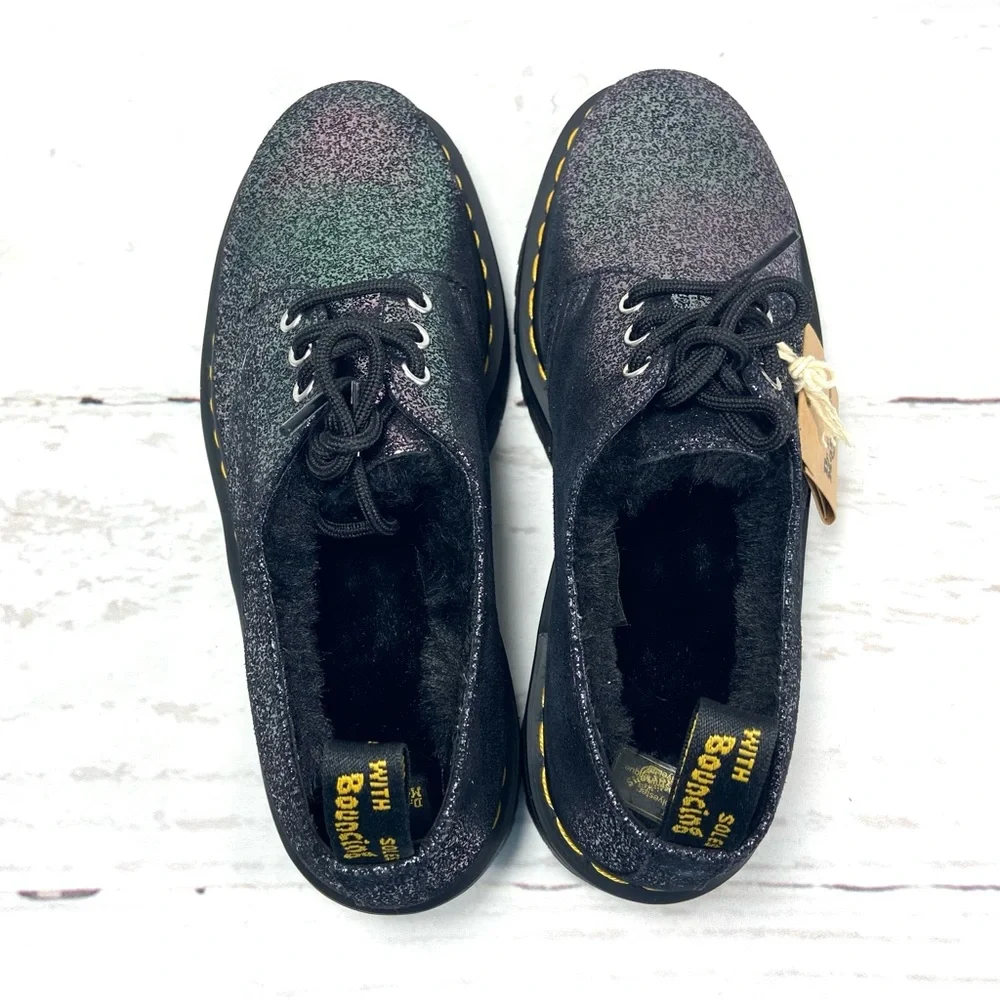 Dr Martens Shoes Women’s 10 Black 1461 Quad FL Platform Oxford‎ Glitter